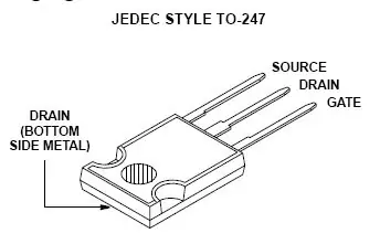 Tranzisztor N-MOSFET 1000V 6.1A/24Ap 190W 2R (3.9A) IRFPG50PBF Expressz szállítás