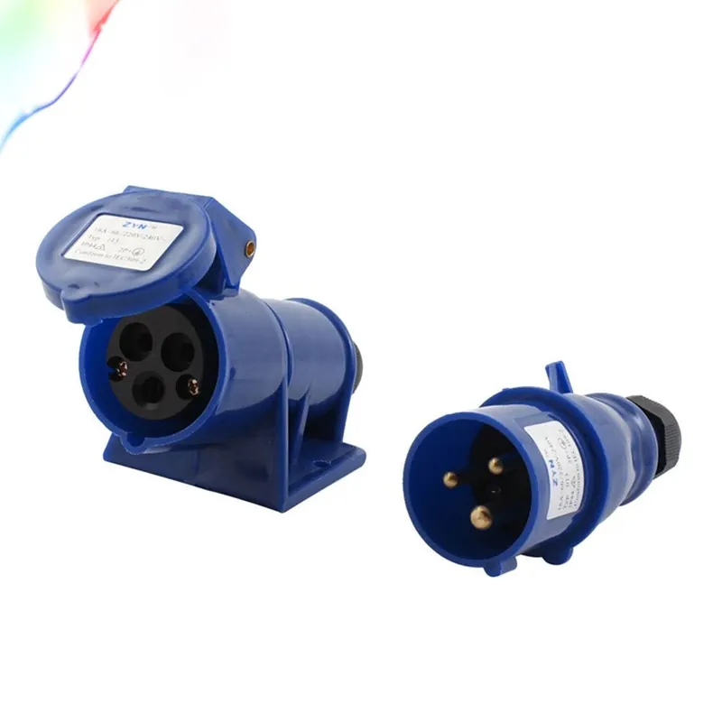 Árcsökkenés AC 220-240V 16A 2P E IEC309-2 kerek tűs ipari aljzat, kék