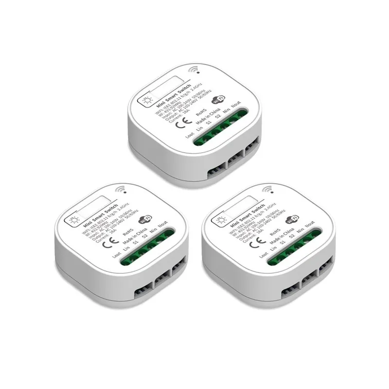 Szuper ajánlat 3 db - Homekit WiFi 16A Smart Light Switch RF433 2-utas kapcsoló Cozylife App Smart Home Automation működik a Siri Alexa