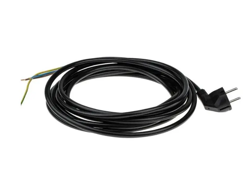 Korlátozott ajánlat 3x0.75mm fekete kábel 3m 2+F dugóval, forrasztható véggel