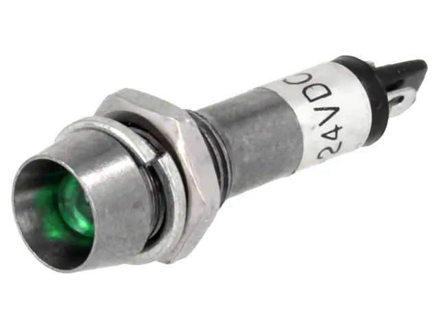 LED5 indikátor zöld, fém homorú, IP40, 24Vdc, furat:8.2mm Utolsó esély
