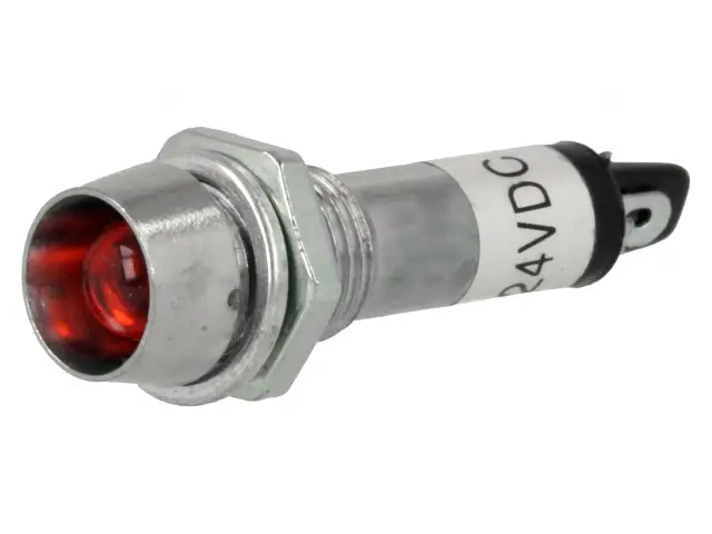 LED5 indikátor piros, fém homorú, IP40, 24Vdc, furat:8.2mm Biztonságos fizetés