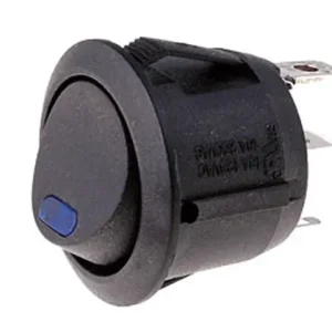 Kedvezményes ár Billenő kapcsoló, fekete kerek, 1x10A(6A) 250V 2 pozició, LED/kék csík ON-OFF