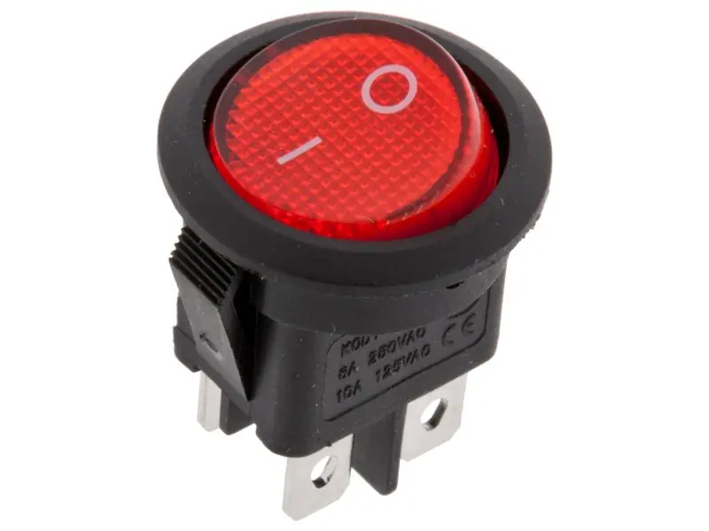 Billenő piros, világító, kerek, 2áramkör I/O 10A 250Vca ON-OFF Azonnal elérhető