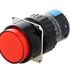 Outlet Váltó nyomógomb 1 áramkörös 5A 250V IP40 piros (nem világít) ON-(ON) ( MOM )