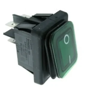 Billenő kapcsoló, zölden világító, 2 áramkörös, I/O jel, 16A 250V, ON-OFF, vízálló Árcsökkenés