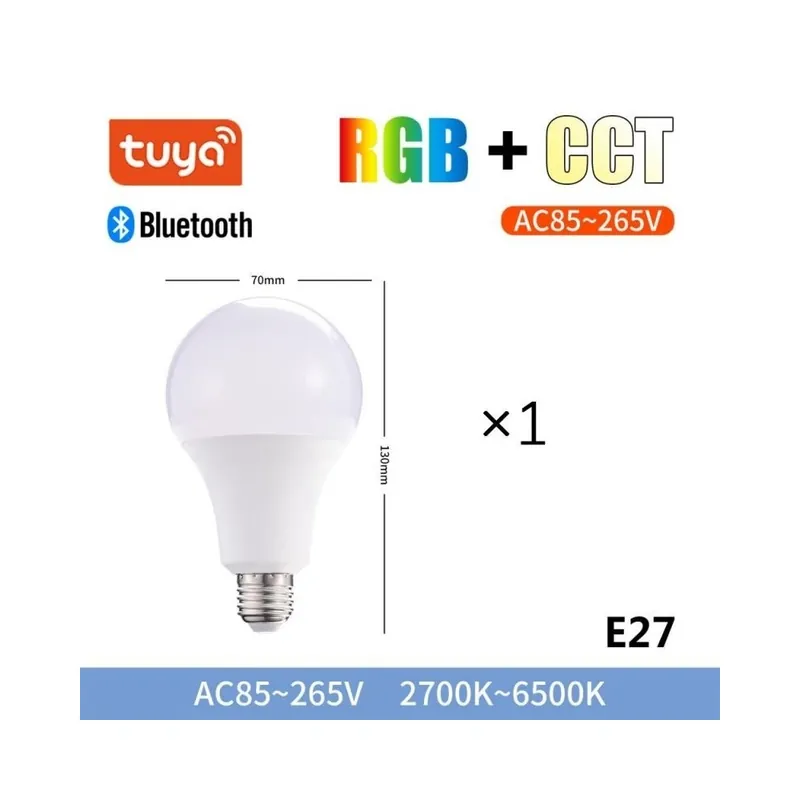 Csomag: E27 1db - Tuya 10 W WiFi intelligens villanykörte E27 LED RGB lámpa működik Alexa/Google Home 85-265V RGB CCT Kihagyhatatlan ajánlat