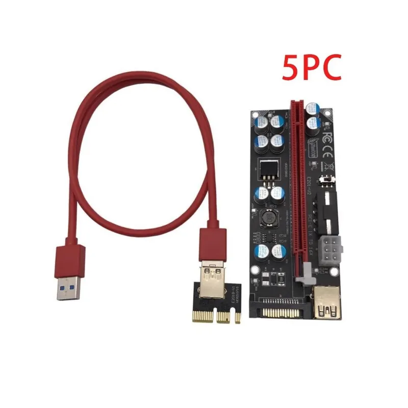 5 db - Bővített 60 cm-es PCI-E felszállókártya PCI Express 1X-16X kiterjesztés 4 Pin 6 Pin SATA Power LED videokártyához Legkelendőbb