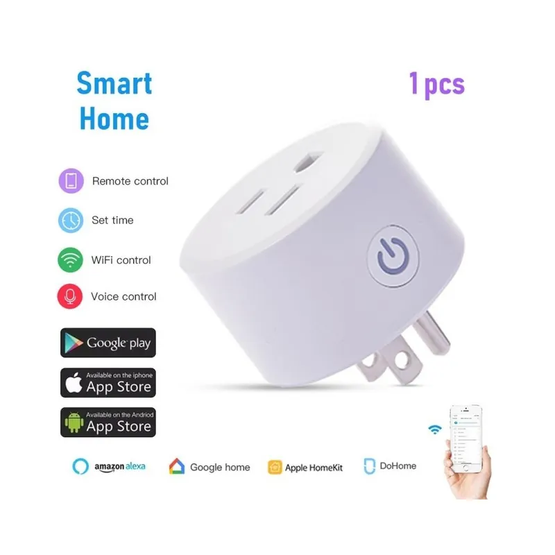 Gyors szállítás Csomag: 1 db - AUBESS Wifi Smart Socket Intelligens időzítő US Plug Dohome Homekit távirányító Intelligens otthoni