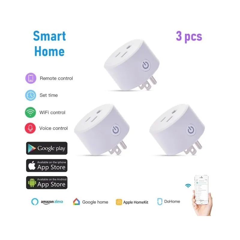 Csomag: 3 db - AUBESS Wifi Smart Socket Intelligens időzítő US Plug Dohome Homekit távirányító Intelligens otthoni Vedd meg most