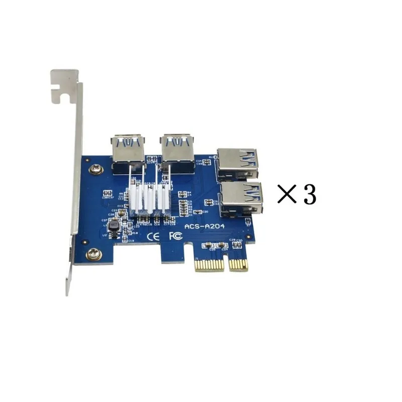 3 DB - Hot PCIE PCI-E PCI Express Riser Card 1x-16x 1-4 USB 3.0 Slot Multiplier Hub Adapter Bitcoin Mining Miner BTC Különleges ajánlat