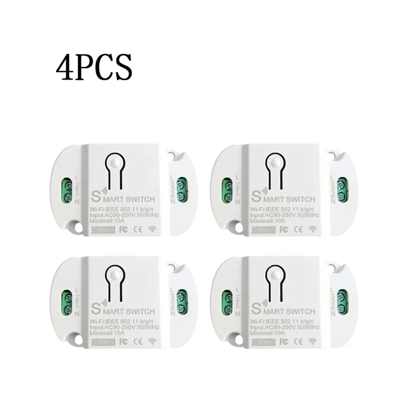 Prémium Csomag: 4 db - DIY WiFi BT 2.4G Smart Light Switch univerzális megszakító időzítő hang / távirányító Az Alexa Google