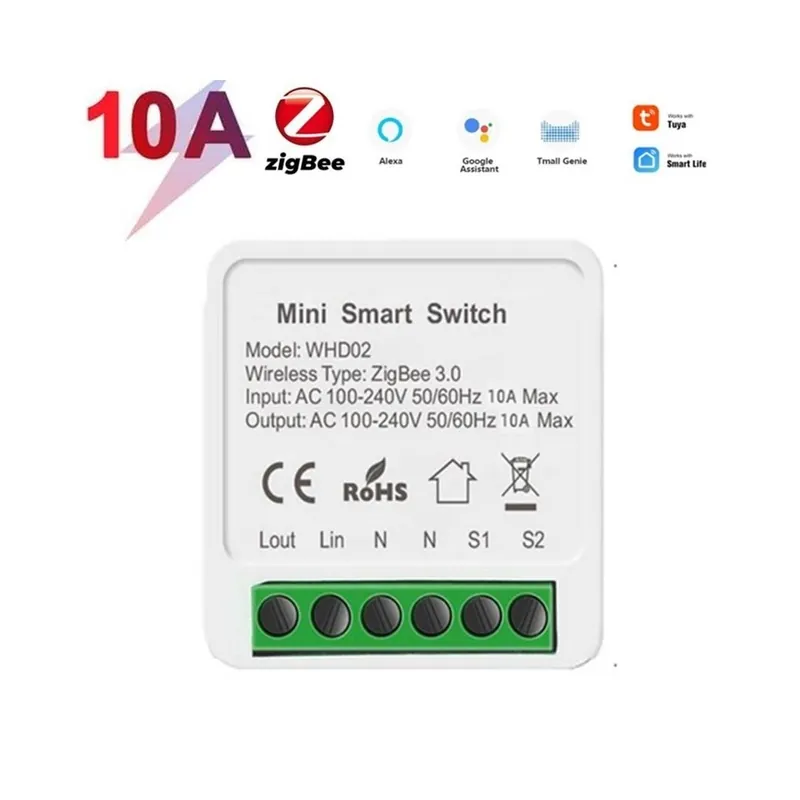 Szín: 10A 1db - Aubess Tuya Alexa Smart Home Zigbee Switch vezeték nélküli vezérlő 10A /16A kétirányú vezérlésű Exkluzív ajánlat