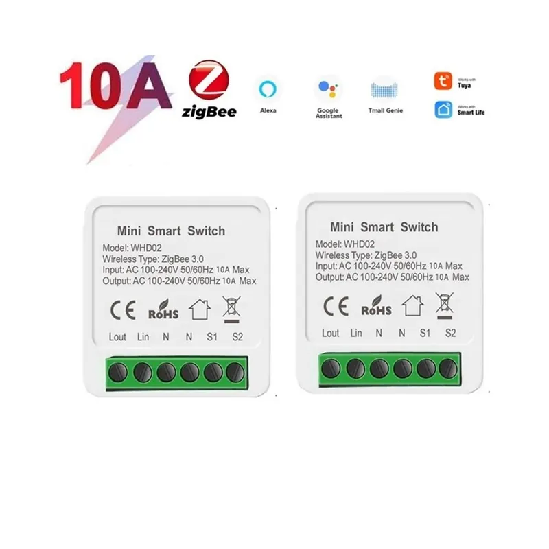 Outlet Szín: 10A 2 DB - Az Aubess Tuya ZigBee 3.0 intelligens fénykapcsoló modul intelligens otthoni automatizálási