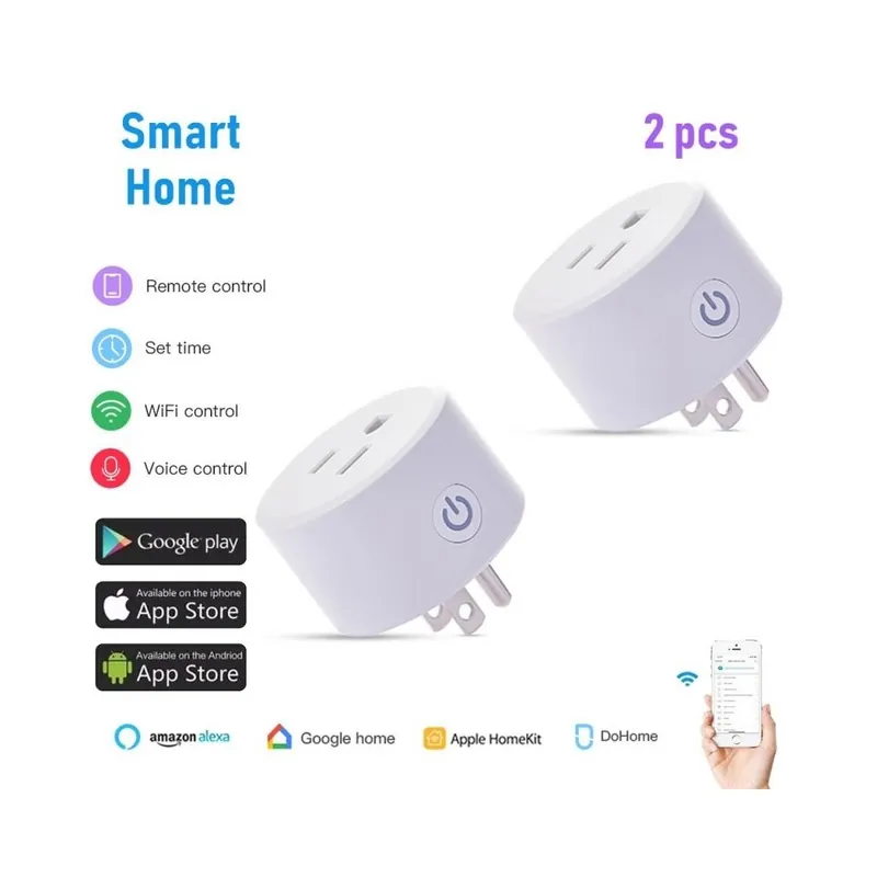 Utolsó esély Csomag: 2 db - AUBESS 10A Wifi Power US Plug Smart Socket Smart Home vezeték nélküli aljzat A Siri Alexa Google Assistant