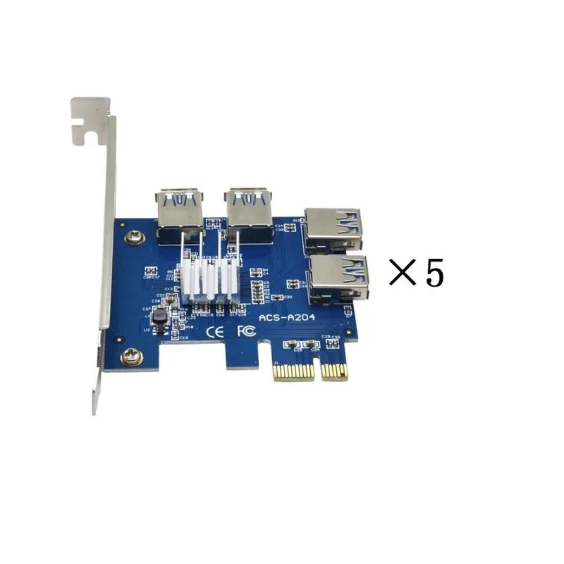 5 DB - PCI-E-PCI-E adapter 1 fordulattal PCI-Express Slot 1x 16x USB 3.0 Mining Speciális Riser Card PCIe konverter BTC Miner Expressz kézbesítés