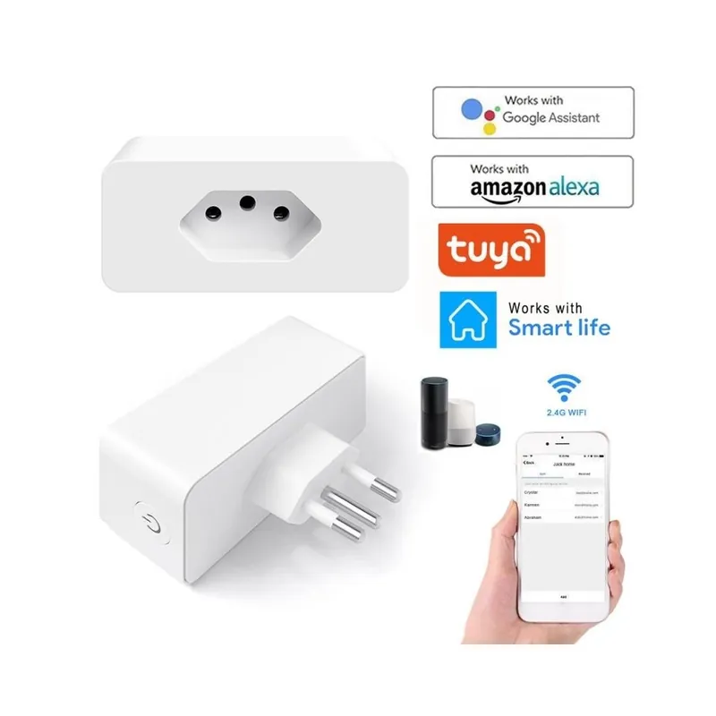 Biztonságos vásárlás Csomag: 1 - Tuya 16A Brazil szabványos WiFi intelligens csatlakozó tápfigyelővel, Smart Life APP Smart Socket Voice Work for
