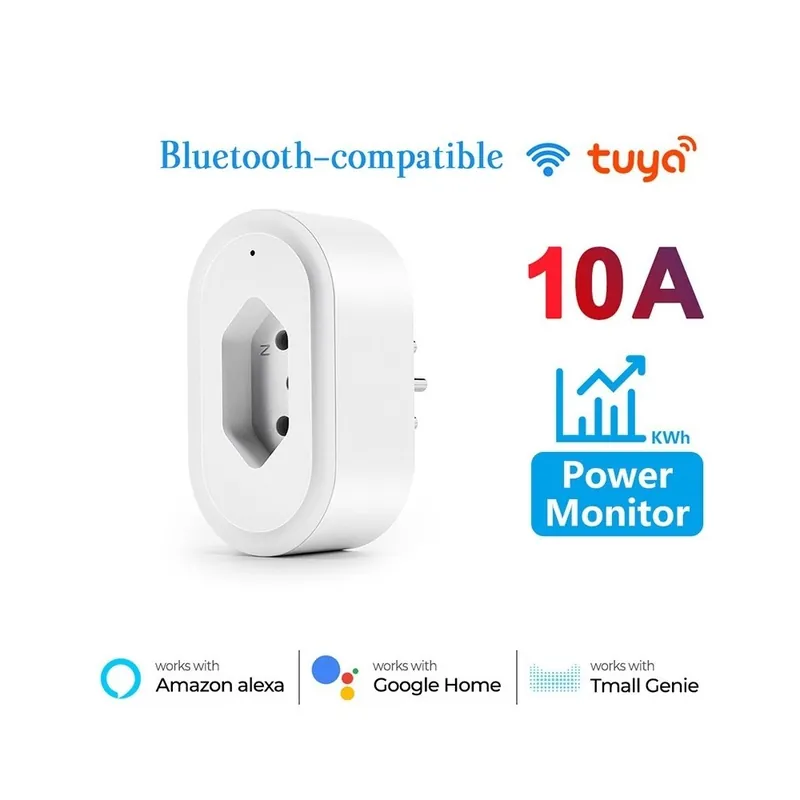 Akciós ár Köteg: 10A - WiFi Smart Plug 16A Brazília tápcsatlakozó aljzat Tuya APP Intelligens otthon Alexa számára Google Assistant