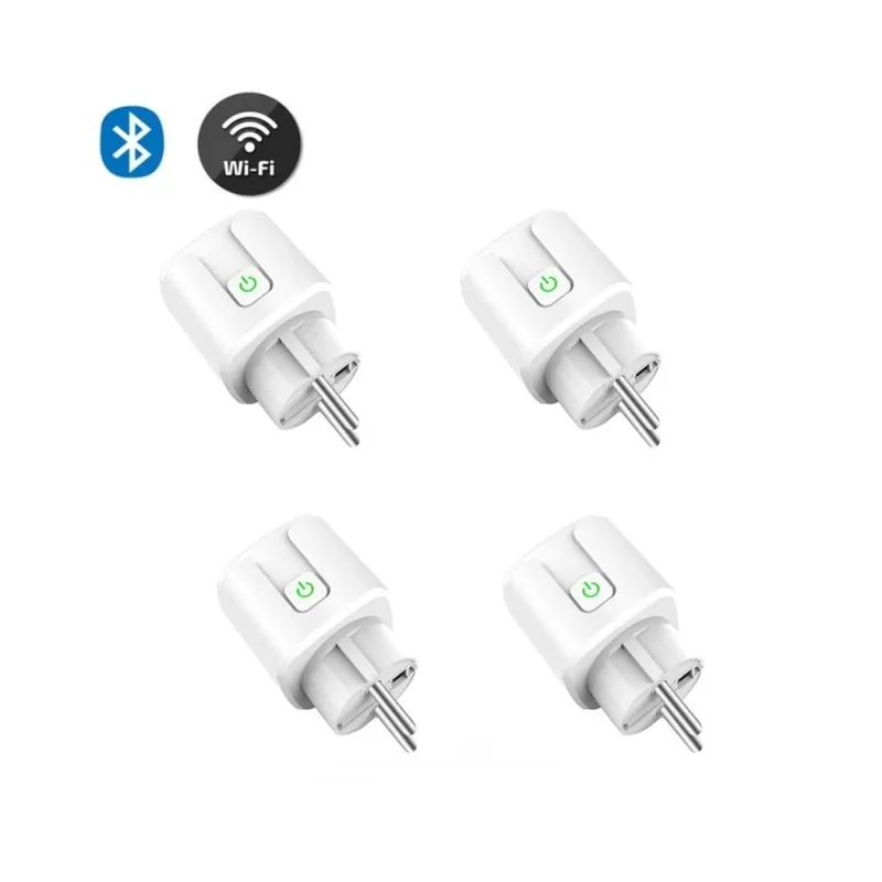 Utolsó esély Csomag: 4 db - Smart Plug Wifi-BT Socket EU 20A Időzítési funkció Hangvezérlés A Tuya SmartLife APP Control Az Alexa