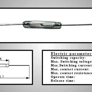 Outlet REED SW.Us:200V Is:0.5A Ps:10W, üvegcső hossz 14mm, KSK-1A66-1020