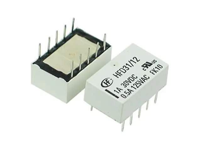 Relé 2x30Vdc 1A 12VDC HFD31/12 Biztonságos fizetés