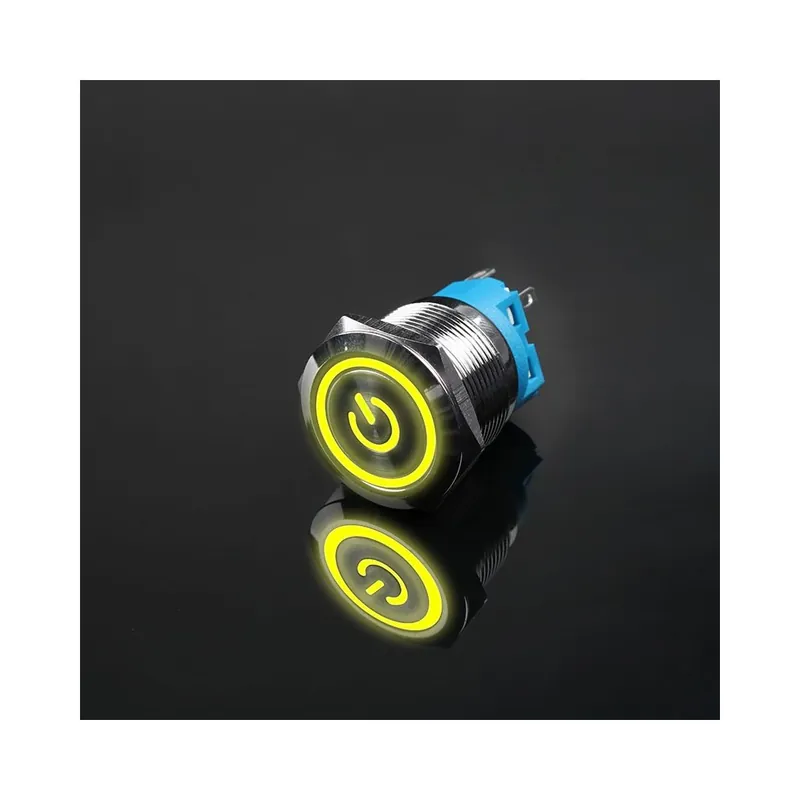 Nézd meg most Rögzített Önzáró-22MM-100-240V(220V)-Sárga fényű-Vízálló Fém gomb LED lámpa azonnali zár hálózati kapcsoló