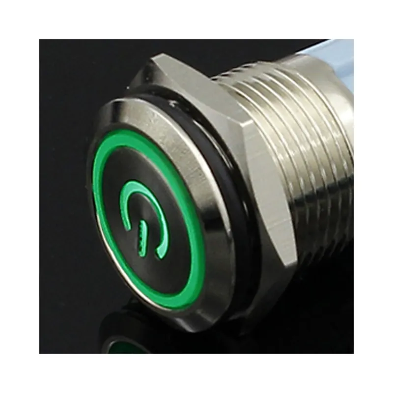 100-240V(220V)-Rögzített Önzáró-19mm-Zöld-Vízálló LED Azonnali Reteszelt Autó motor hálózati kapcsoló Korlátozott ajánlat