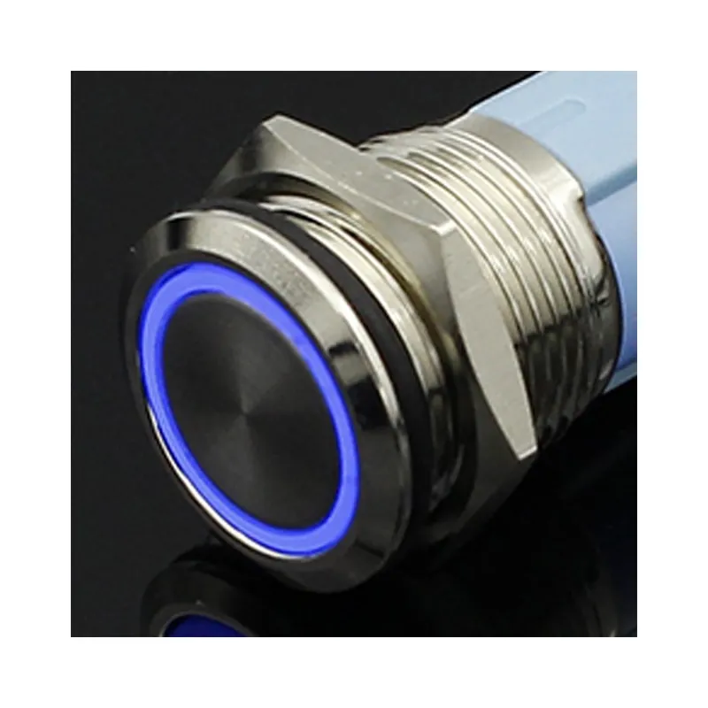 Legnépszerűbb 100-240V(220V)-Rögzített Önzáró-19mm-Kék Kör-Vízálló LED Azonnali Reteszelt Autó motor hálózati kapcsoló