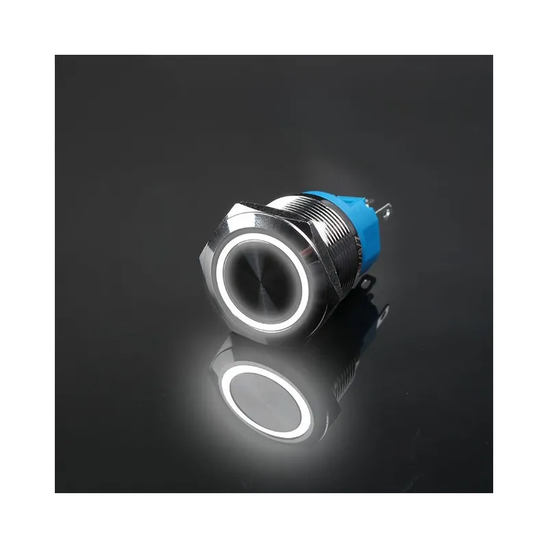 Vedd meg online Rögzített Önzáró-22mm-3-6V-Fehér Kör-Vízálló LED Azonnali Reteszelt Autó motor hálózati kapcsoló