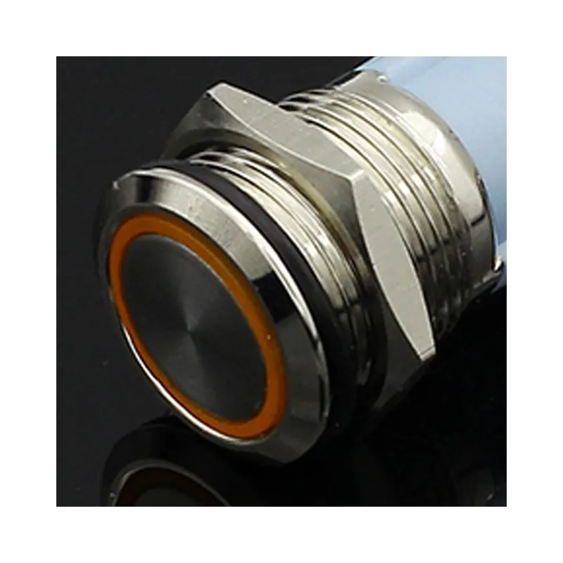 Expressz szállítás 100-240V(220V)-Rögzített Önzáró-12mm-Sárga Kör-Vízálló LED Azonnali Reteszelt Autó motor hálózati kapcsoló