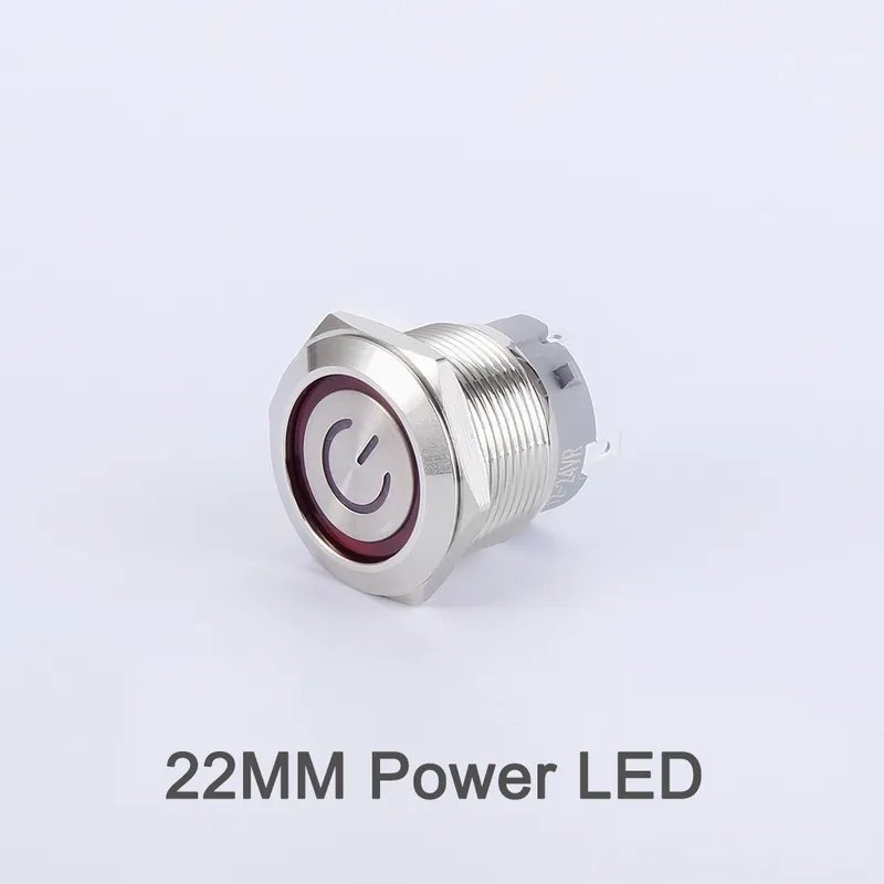 Ajánlat Fehér LED-Ön-Újraindító Azonnali-110-220V-22 Gyűrű Táp-Fém Nyomógomb kapcsoló Rövid Tűs 1NO LED