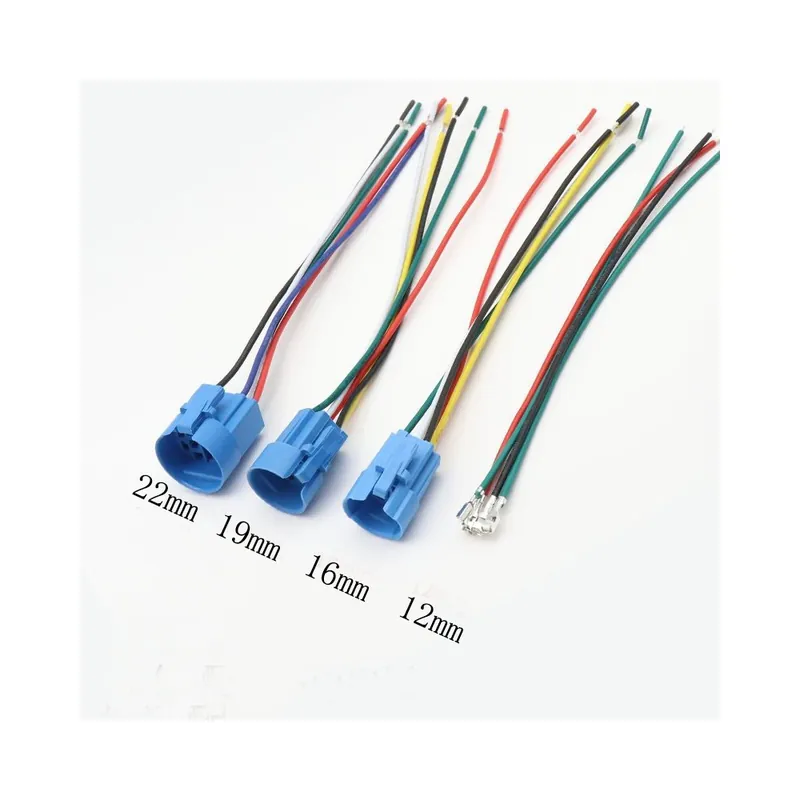 Biztonságos fizetés Önzáró-16mm Magas fejű-LED 12-24V-Farok foglalat-Magas fejű Fekete váz Autó Műszerfal Vízálló Fém gomb kapcsoló LED