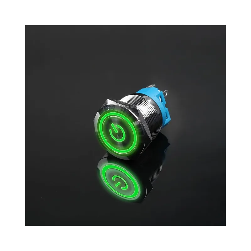 Biztonságos vásárlás Rögzített Önzáró-12mm-12-24V-Zöld-Vízálló LED Azonnali Reteszelt Autó motor hálózati kapcsoló