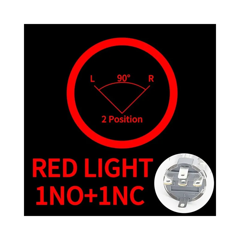 Expressz szállítás 22mm-Önzáró-12-24V-1NO1NC(Piros)-Fém forgó Nyomógomb kapcsoló 2/3 Pozíciós visszatartó típus LED NO/NC On-Off