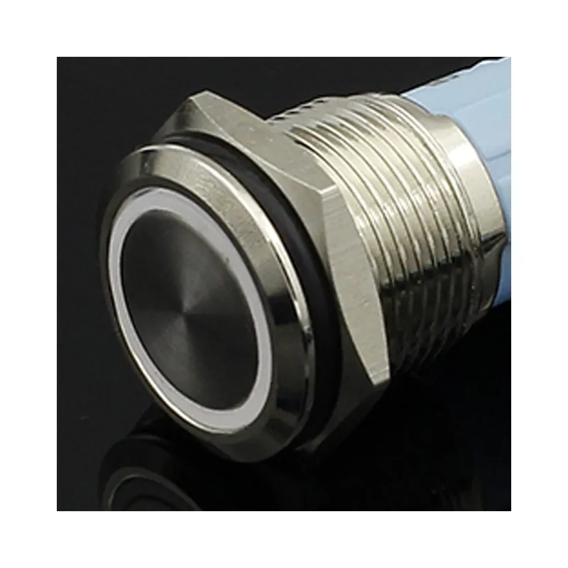 9-30V(12V)-Rögzített Önzáró-16mm-Fehér Kör-Vízálló LED Azonnali Reteszelt Autó motor hálózati kapcsoló Alacsony ár