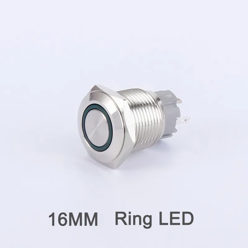 Kék LED-Ön-Újraindító Azonnali-110-220V-16 Gyűrű LED-Fém Nyomógomb kapcsoló Rövid Tűs 1NO LED Szuper akció