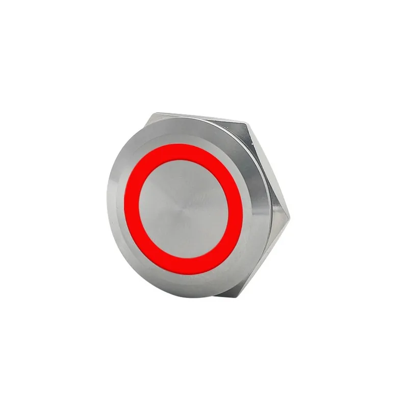 Szezonális akció Azonnali Ezüst színű-12mm-12-24V-Piros Led-Rövid ütős Mini Vízálló Fém Nyomógomb kapcsoló Erős LED lámpa Azonnali