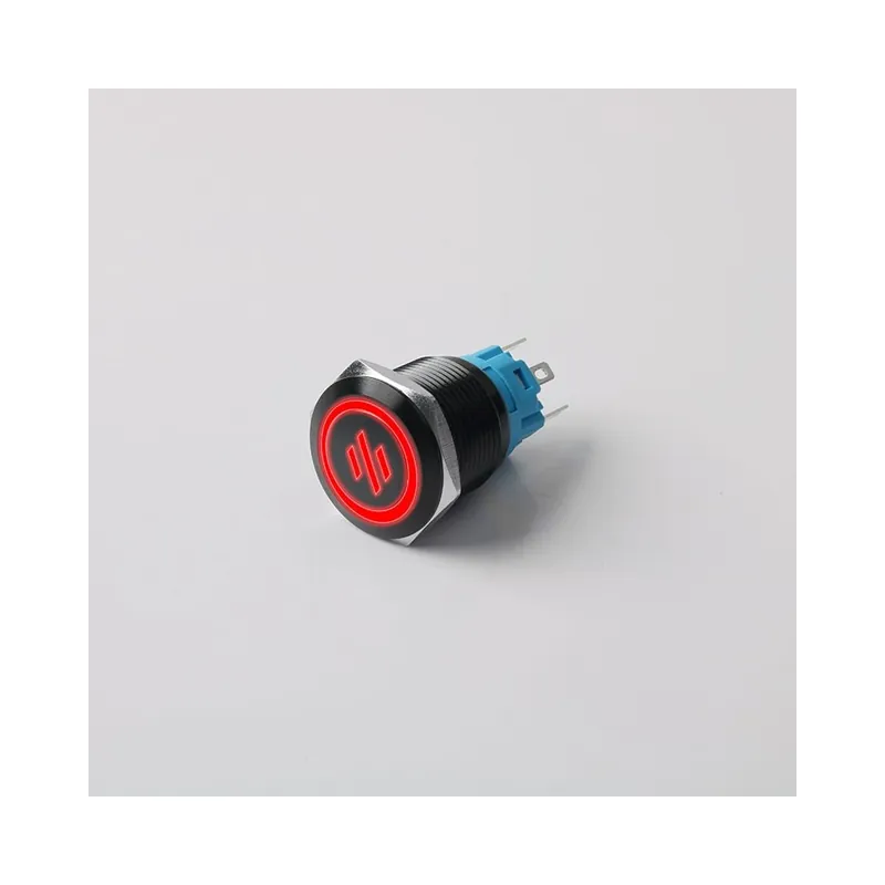 Azonnali Ön Újraindító-22mm-3-6v(9v)-Piros-B-Fém gomb kapcsoló Fekete-Ezüst Számítógép kapcsoló LED-del Végkiárusítás