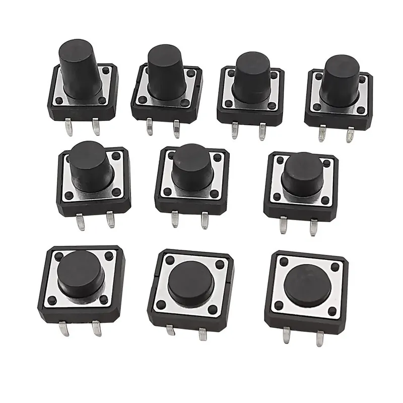 Árcsökkenés 12x12x10mm-20db 12x12mm Panel PCB Azonnali érintős Nyomógomb kapcsoló 4 Tűs DIP