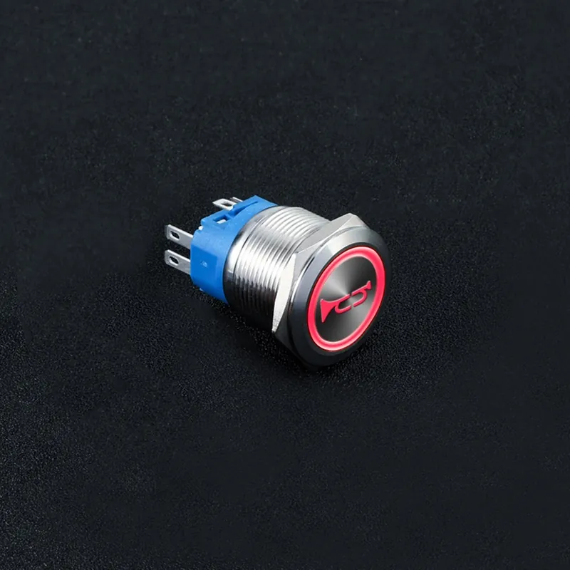 16mm-12-24V-Piros-Duda szimbólum Azonnali Nyomógomb kapcsoló LED Megvilágított Piros Zöld Kék Sárga Fehér Lila Ingyenes szállítás