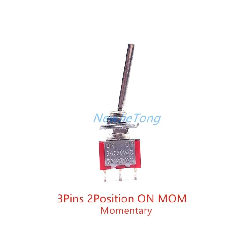Hosszú 3 Tűs ON MOM-1db 6mm Panel rögzítés Mini Váltókapcsoló 3/6 Tűs 2/3 Pozíciós ON-OFF-ON Zárt Azonnali RC Model Ne maradj le