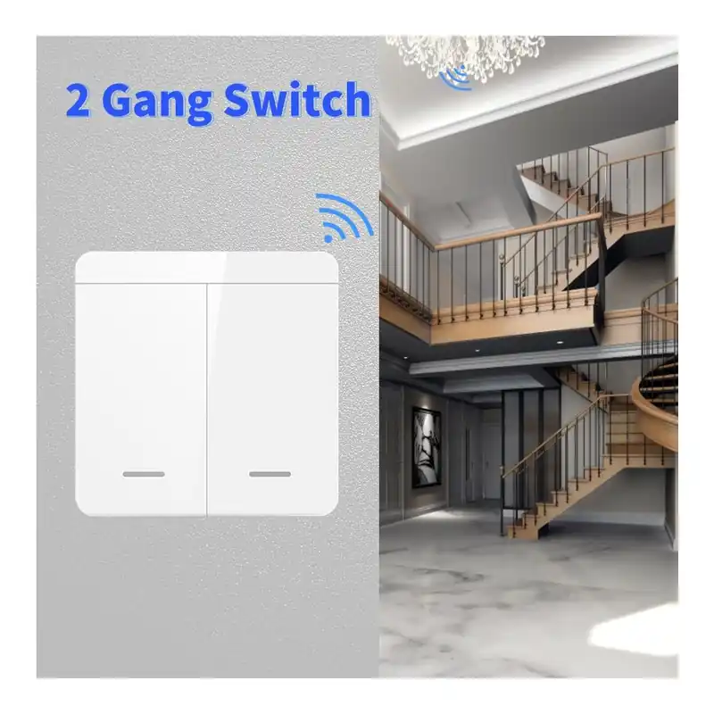 2sávos Kapcsoló-Tuya WiFi Smart kapcsoló Világításhoz RF 433Mhz Vezeték nélküli 86 Fali Panel Időzítő Hangvezérlő Google Alexa Végkiárusítás