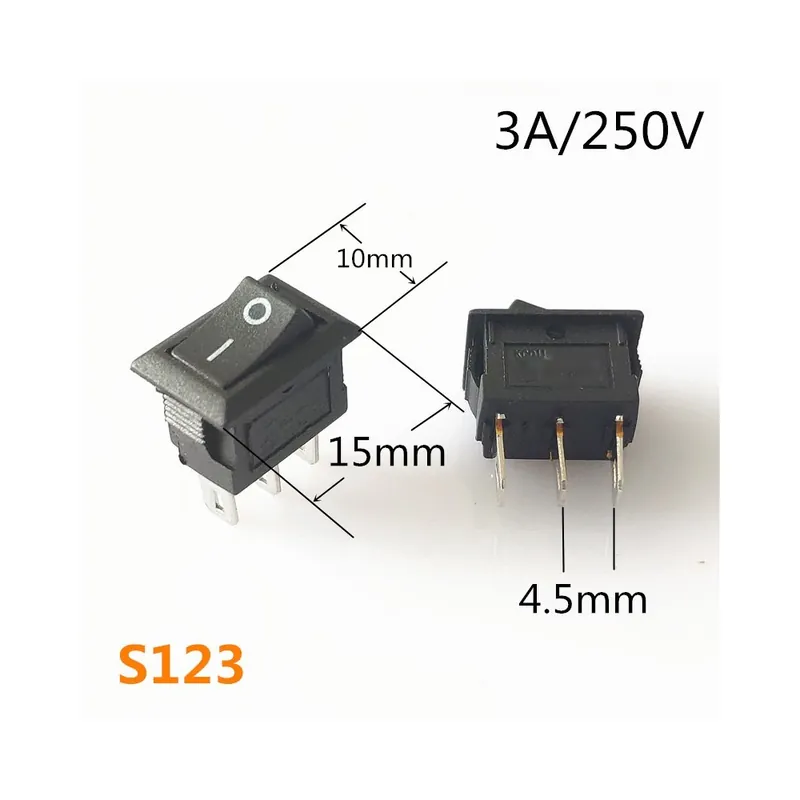 2db-S123-SPST KCD1 2 Tűs 3 Tűs ON-OFF kapcsolós Billenőkapcsoló DC AC 6A/250V Autó Műszerfal műanyag kapcsoló Népszerű
