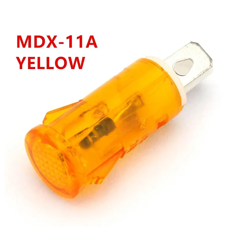 Árengedmény DC12V-Sárga-10db 220V 110V 12V/24VDC Panel Összeszerelt Neon jelzőkészülék 10mm MDX-11A Vezető jelzőlámpa