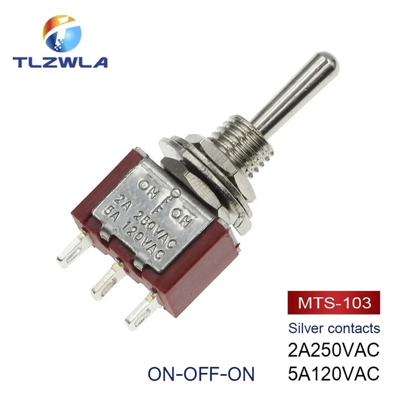 1db-Piros MTS-103-Váltókapcsoló SPDT DPDT Billenőkapcsoló MTS 5A 6A 125V Ön-Újraindító 3A 250 AC 3 6 Tűs ON-OFF-ON Indító Végkiárusítás