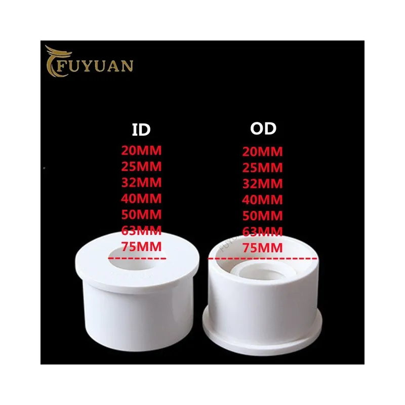 Fehér-OD 40x ID 32mm-PVC redukáló csőcsatlakozó kerti öntöző csatlakozó Vízcsőcsatlakozók PVC csőszerelvények csőátvezető Prémium
