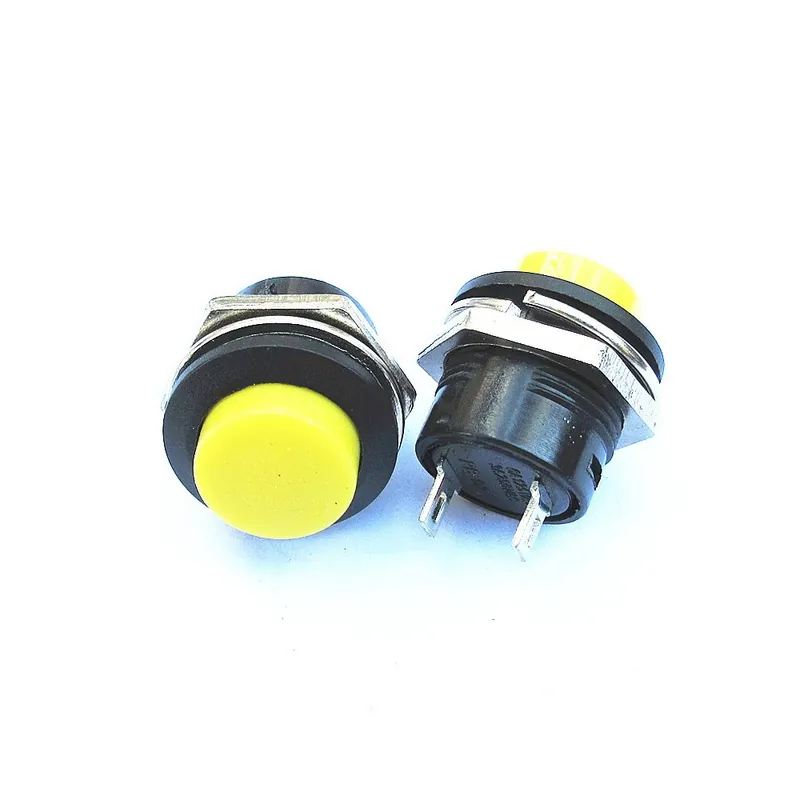 Sárga x2db-JOYING LIANG R13-507 sorozatú gomb kapcsoló 16MM Ön-Újraindító kulcs kapcsoló Kerek Olcsó