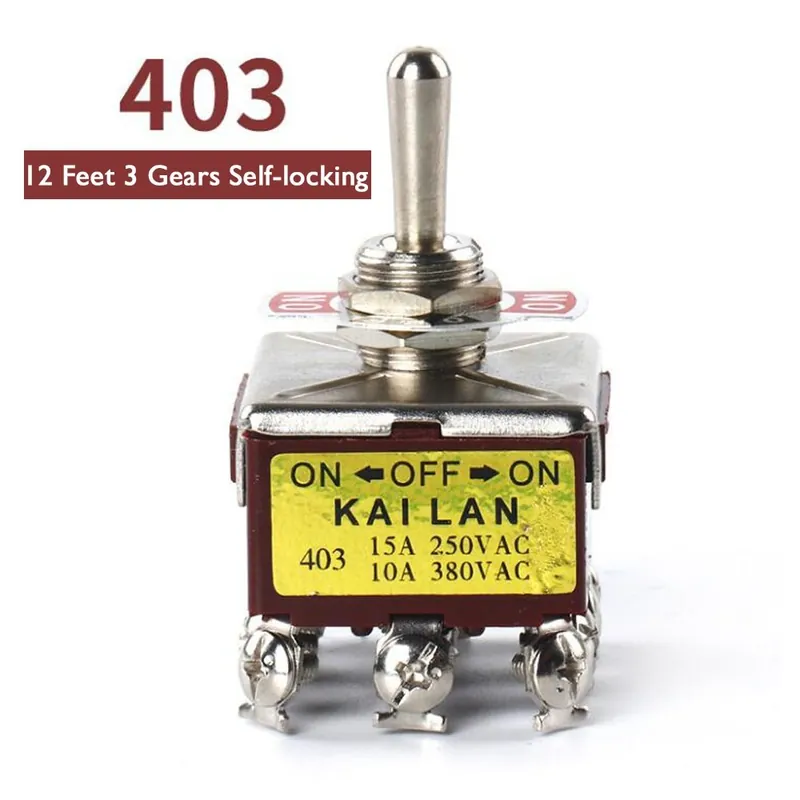 Outlet 1 db 403-1 db Új Jó minőségű E-TEN1021 15A 250V SPST 2 4 6 Terminál On-Off Váltókapcsoló önzáró Vízálló kupak