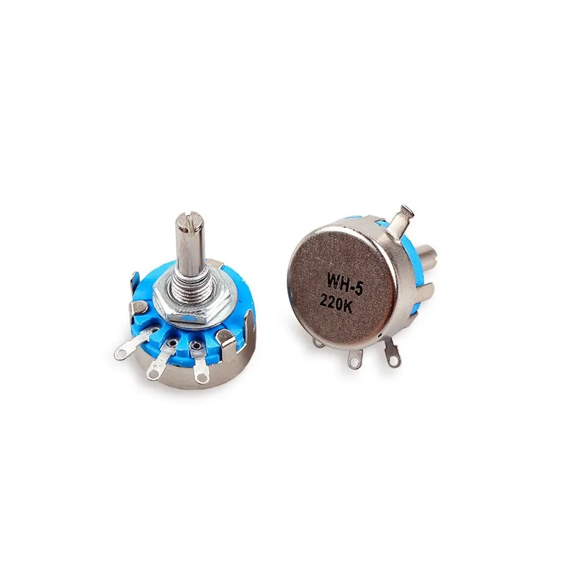 Azonnal elérhető 47K-5db WH5-1A 3 Terminálos 4mm Kerek Tengely forgó kúpos Szén-potenciométer 470