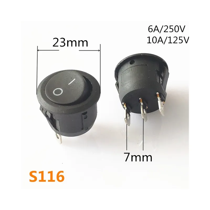 Expressz szállítás 2db-S116-SPST KCD1 2 Tűs 3 Tűs ON-OFF kapcsolós Billenőkapcsoló DC AC 6A/250V Autó Műszerfal műanyag kapcsoló